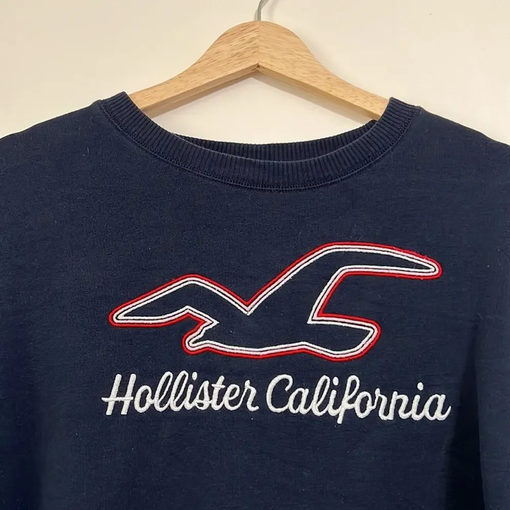 Hollister Navy Blue Crop Crew Neck Sweatshirt - Picture 3 of 6